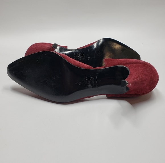 Vintage Vittorio Ricci Suede Closed Toe Pumps Size 5.5 Red Wine Colour - Picture 9 of 16